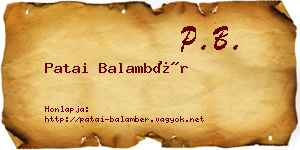 Patai Balambér névjegykártya